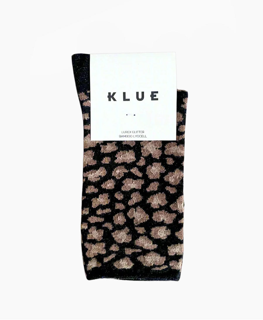 Glitzer Socken Lyocell - Leopard Schwarz