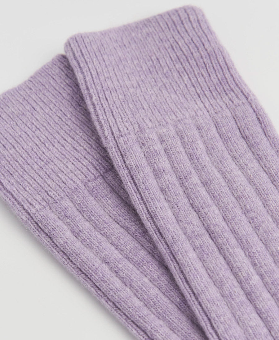 Merino Socken - Gerippt - Flieder