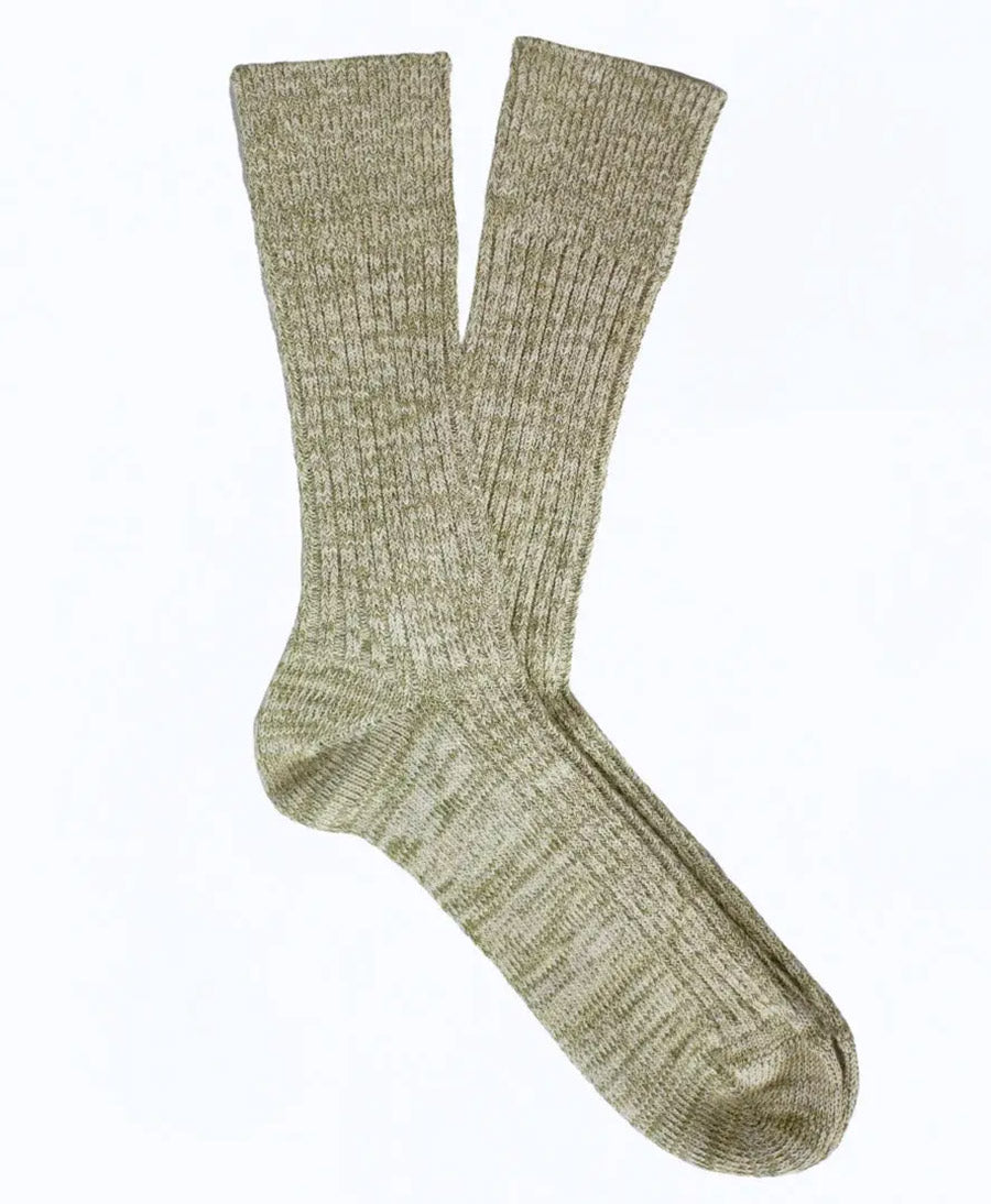 Gerippte Socken Baumwolle Melange - Hellgrün