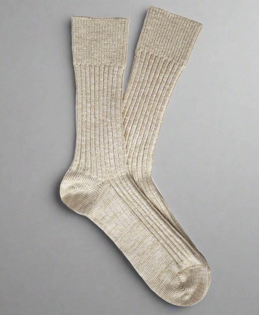 Gerippte Socken Baumwolle Melange - Beige