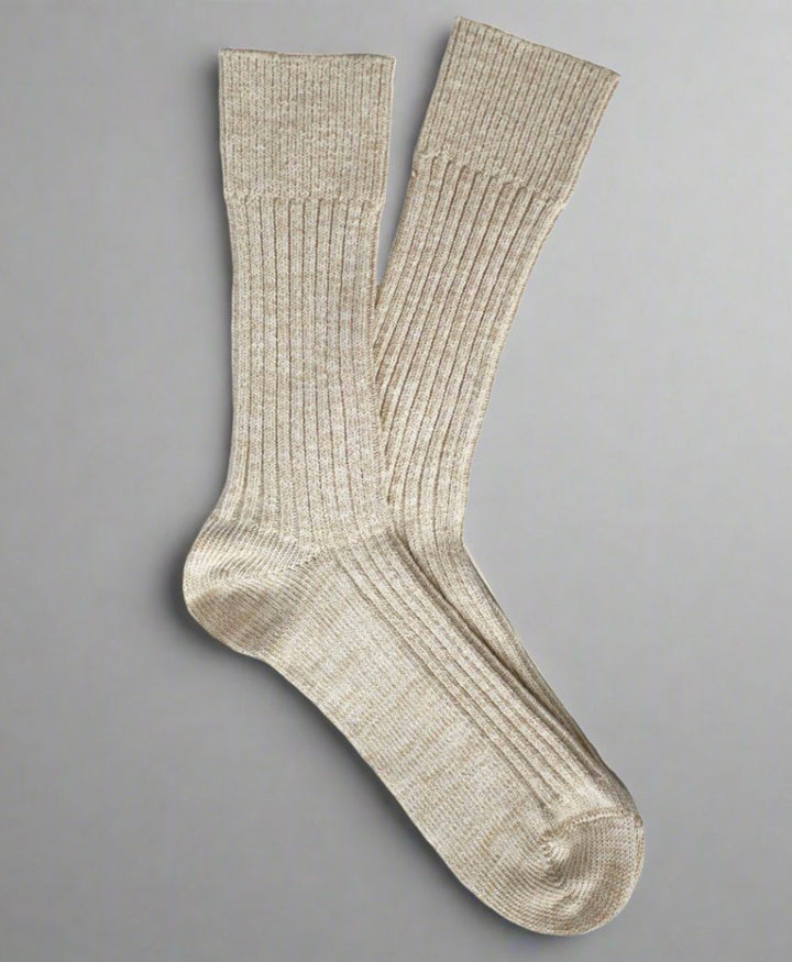 Gerippte Socken Baumwolle Melange - Beige