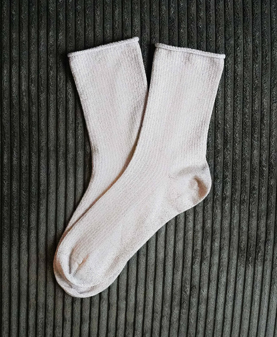 Glitzer Socken Lyocell - Weiss
