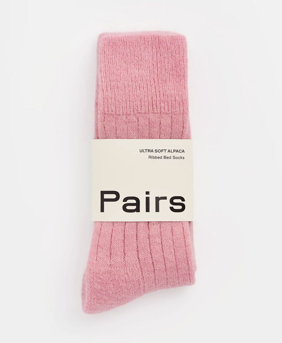 Weiche Alpaka Socken - Gerippt - Rosa