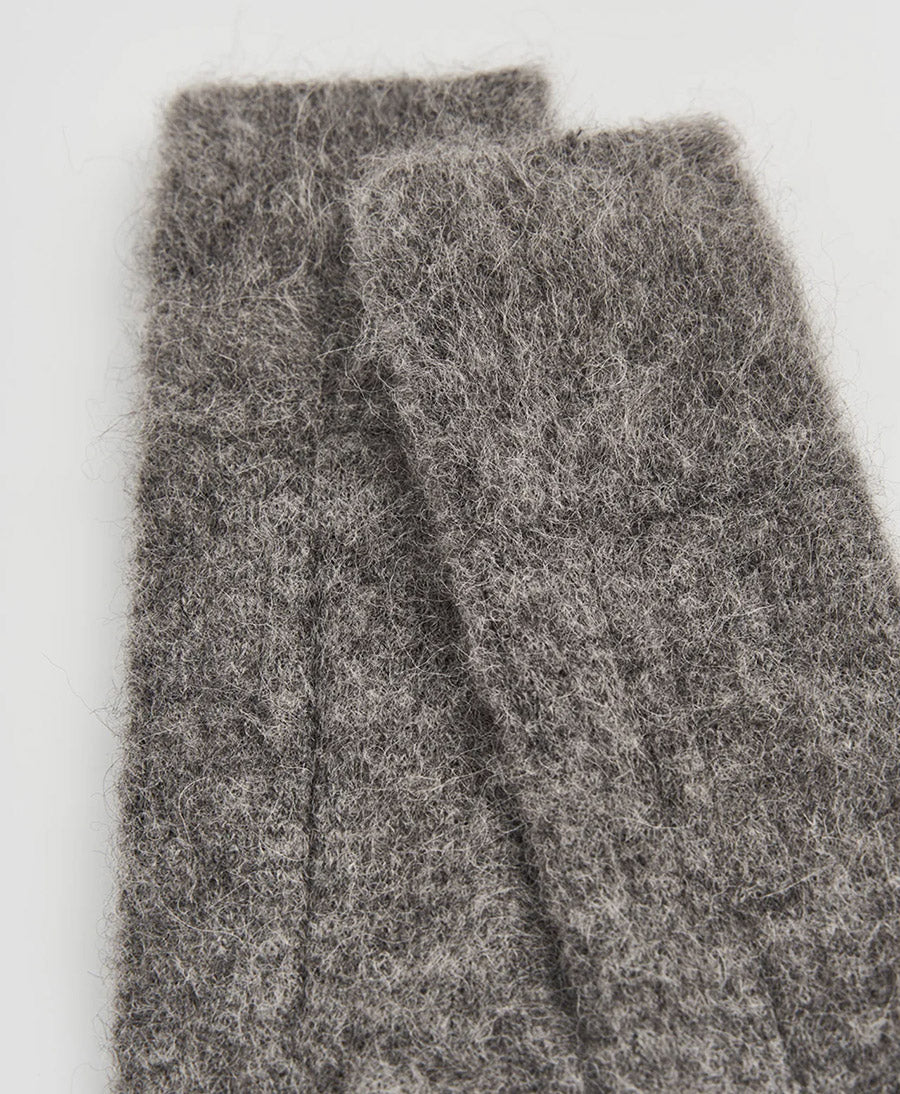Weiche Alpaka Socken - Gerippt - Rauchgrau