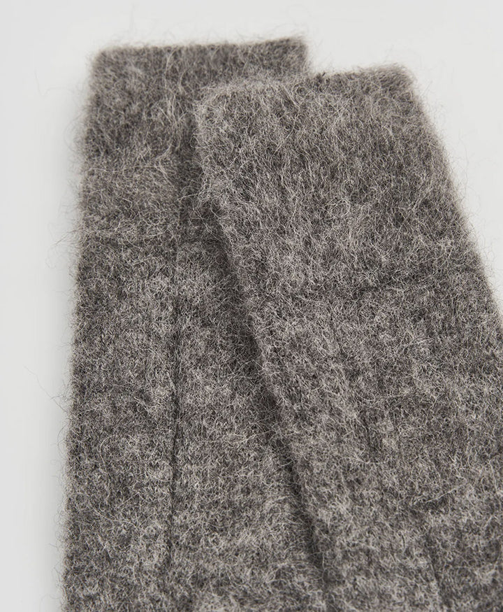 Weiche Alpaka Socken - Gerippt - Rauchgrau