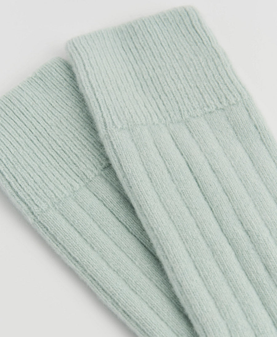 Merino Socken - Gerippt - Pastell Mint