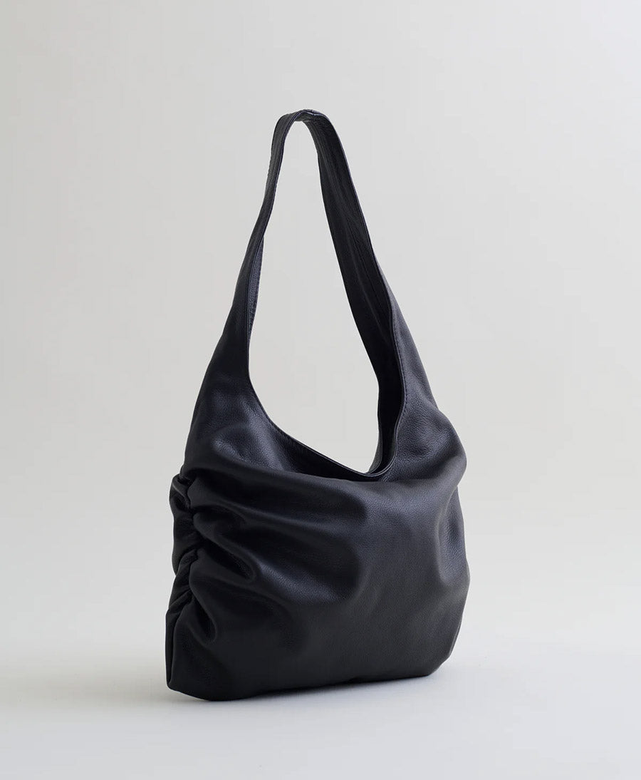 Schultertasche STELLA - Leder, schwarz