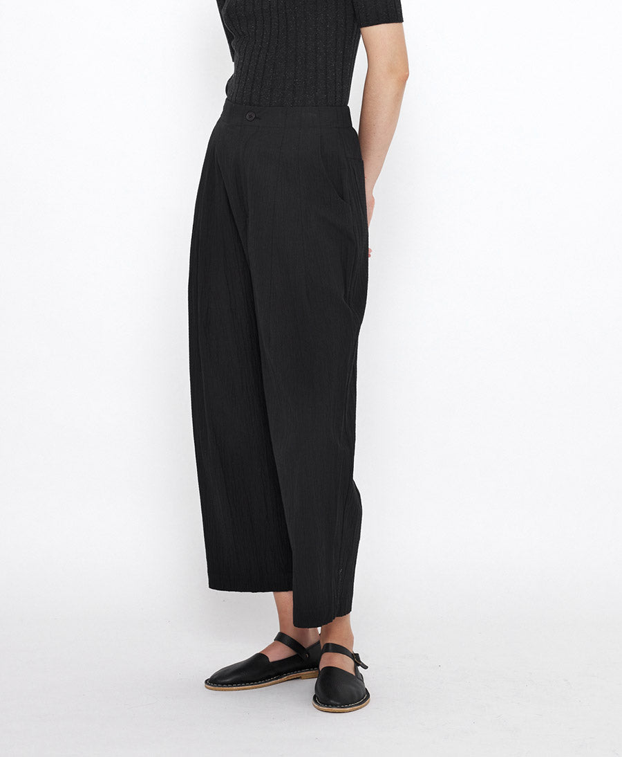 Stoffhose Signature Pleated Trouser - Baumwolle - Schwarz (texturiert)