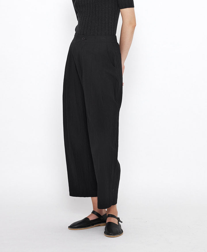 Stoffhose Signature Pleated Trouser - Baumwolle - Schwarz (texturiert)