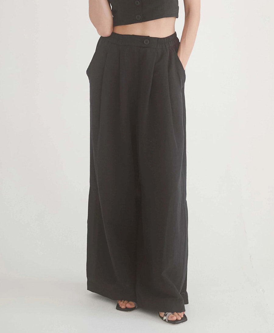 Stoffhose "Wide Trousers" - Schwarz