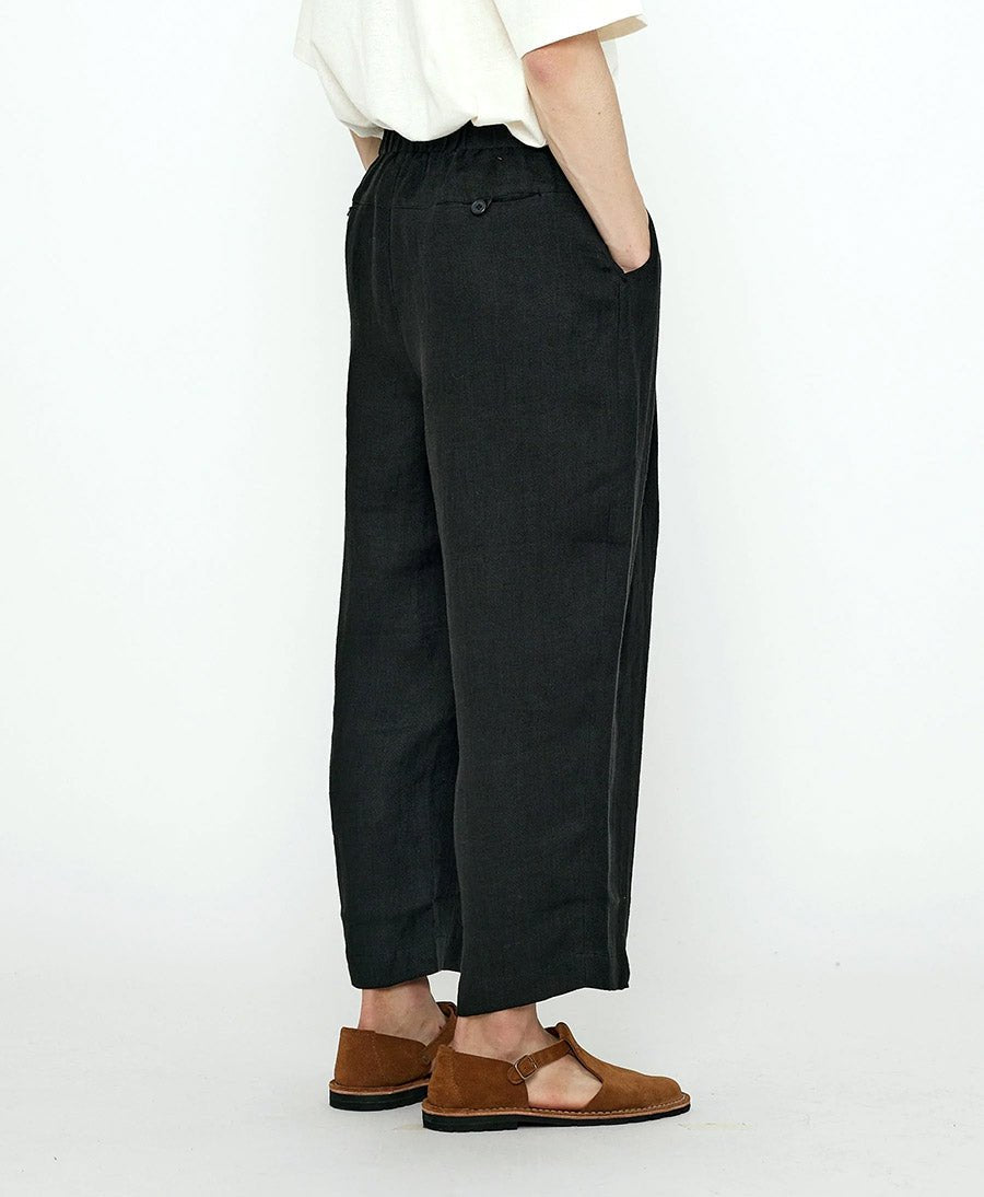 Stoffhose Pleated Trouser - Leinen - Schwarz - 7115 by Szeki - clomes