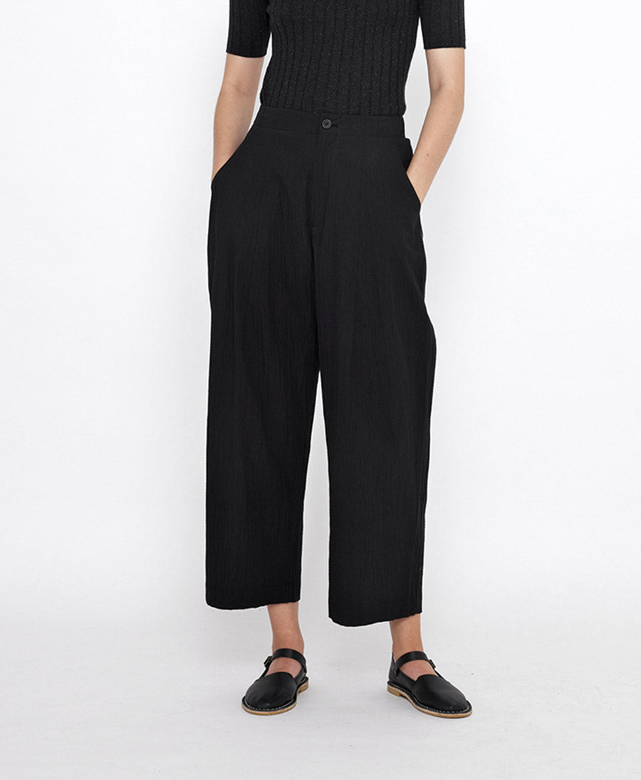 Stoffhose Signature Pleated Trouser - Baumwolle - Schwarz (texturiert)