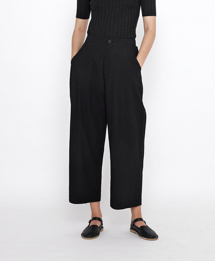 Stoffhose Signature Pleated Trouser - Baumwolle - Schwarz (texturiert)