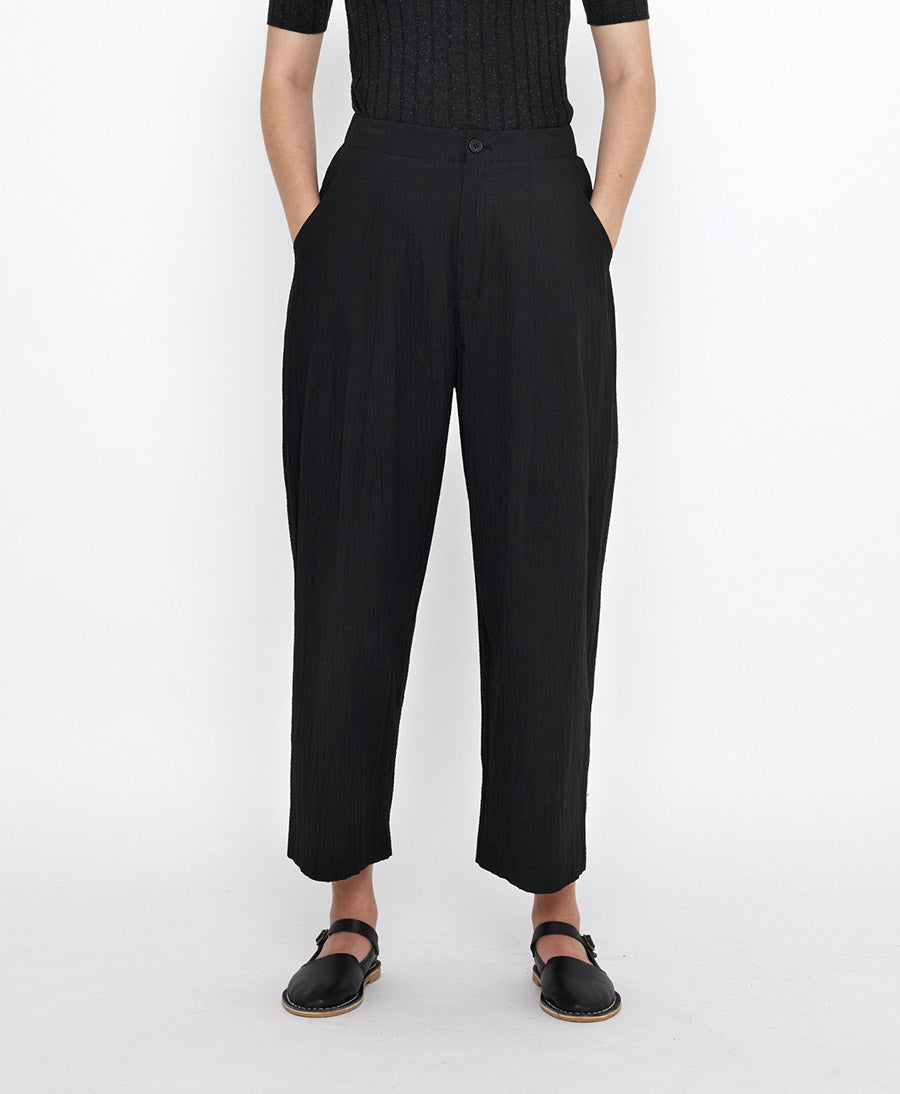 Stoffhose Signature Pleated Trouser - Baumwolle - Schwarz (texturiert)