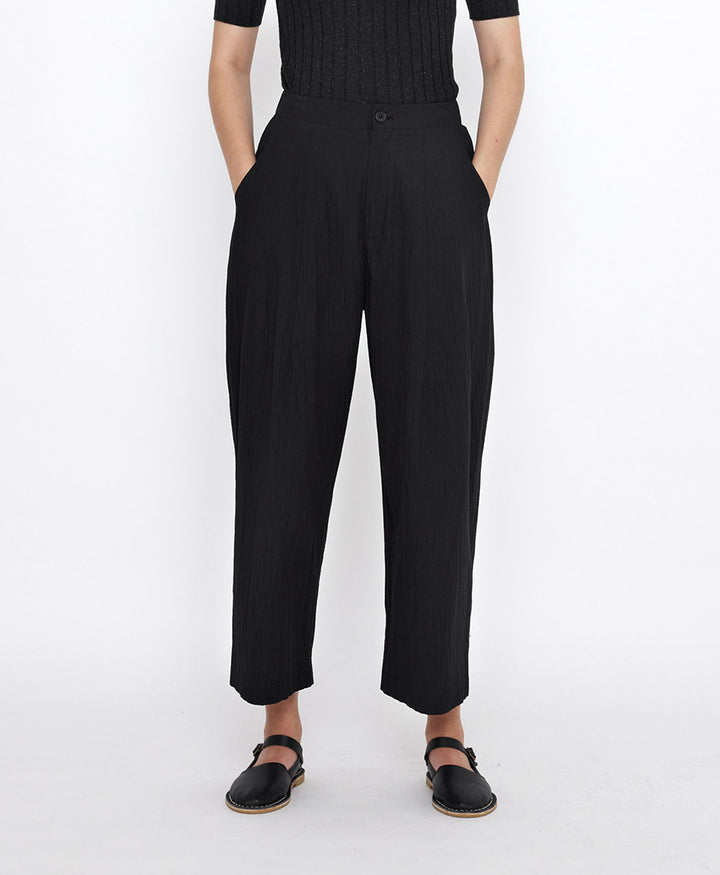 Stoffhose Signature Pleated Trouser - Baumwolle - Schwarz (texturiert)