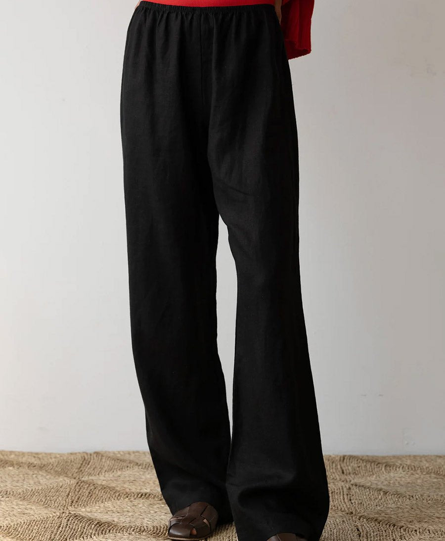 Stoffhose "The Linen Simple Pant" - Schwarz - DONNI. - clomes