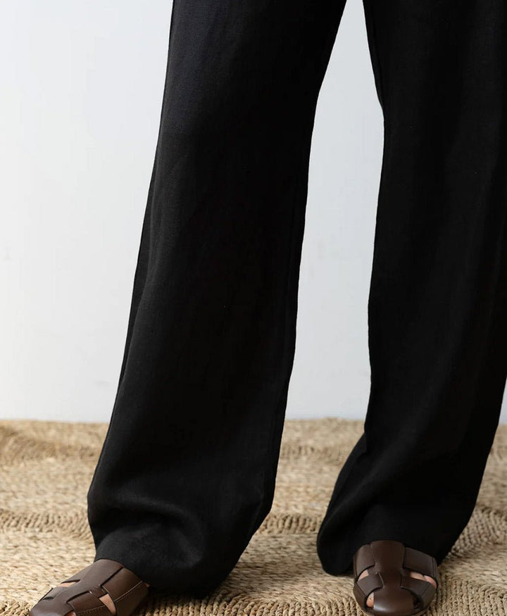 Stoffhose "The Linen Simple Pant" - Schwarz - DONNI. - clomes