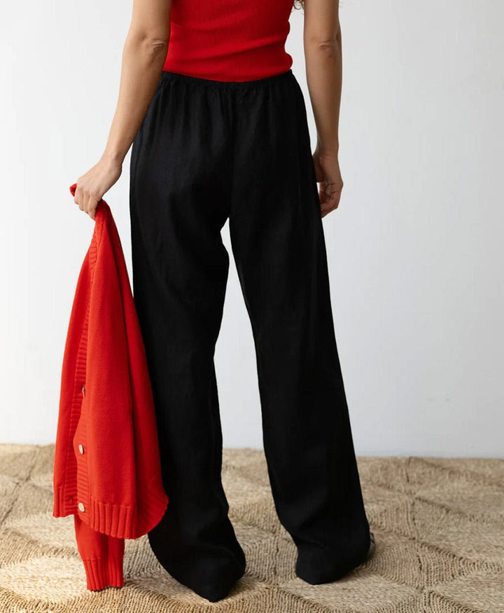 Stoffhose "The Linen Simple Pant" - Schwarz - DONNI. - clomes