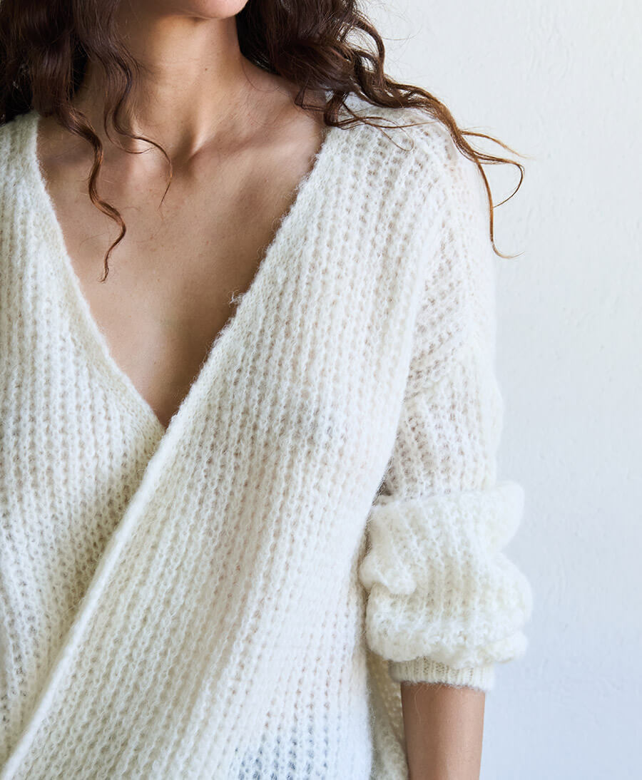 Leichter Strick-Wickelcardigan VEGA - Ivory