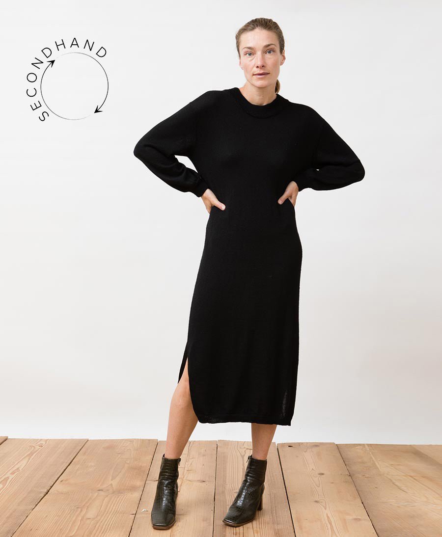 Strickkleid GENEVIEVE (schwarz) von Jungle Folk - Secondhand - JUNGLE FOLK - clomes