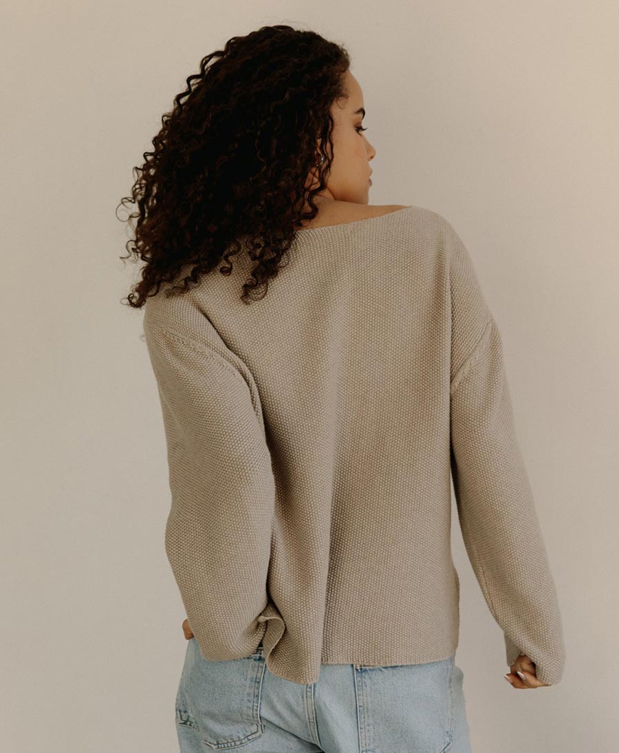 Strickpullover aus Pima - Baumwolle - Beige - BARE Knitwear - clomes