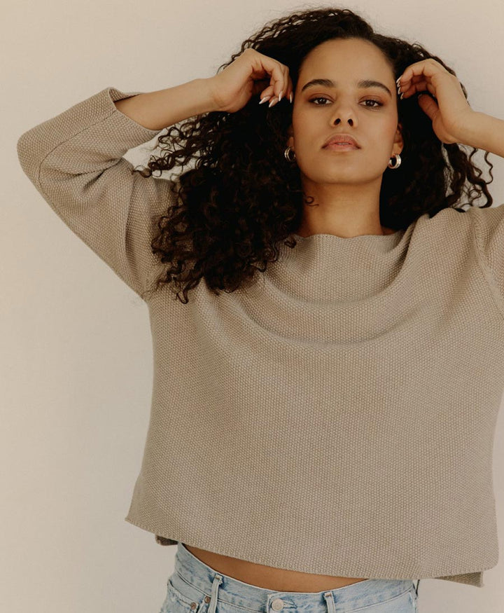 Strickpullover aus Pima - Baumwolle - Beige - BARE Knitwear - clomes
