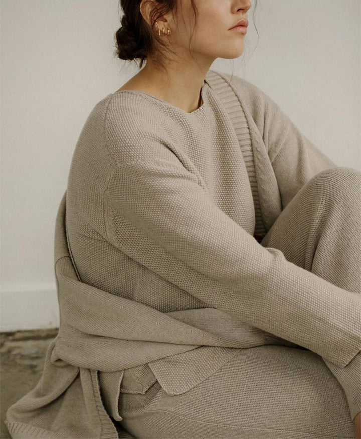 Strickpullover aus Pima - Baumwolle - Beige - BARE Knitwear - clomes
