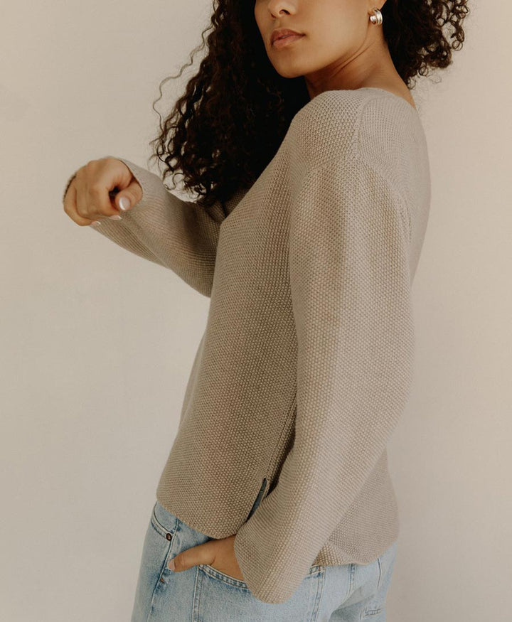 Strickpullover aus Pima - Baumwolle - Beige - BARE Knitwear - clomes