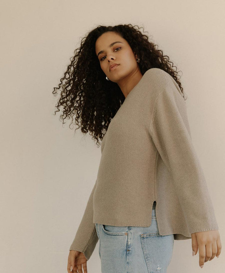 Strickpullover aus Pima - Baumwolle - Beige - BARE Knitwear - clomes