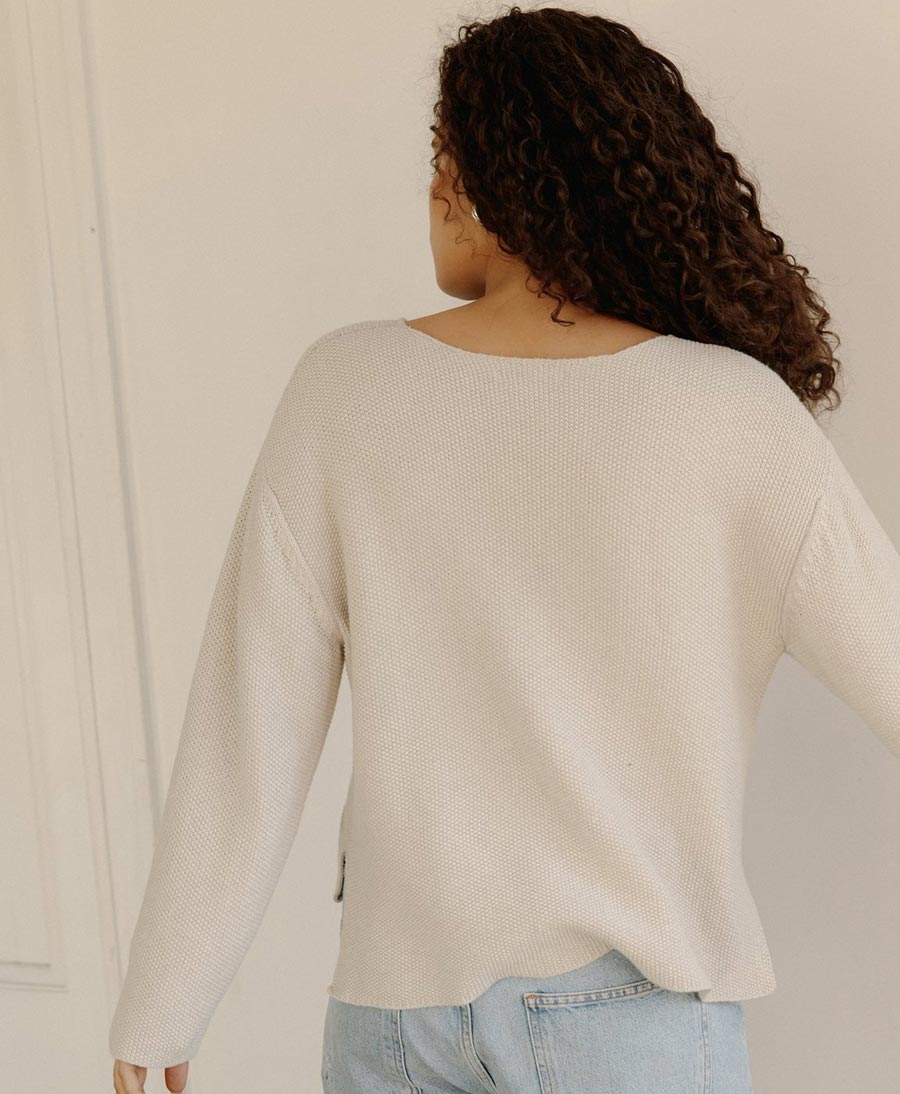 Strickpullover aus Pima - Baumwolle - Naturweiss - BARE Knitwear - clomes