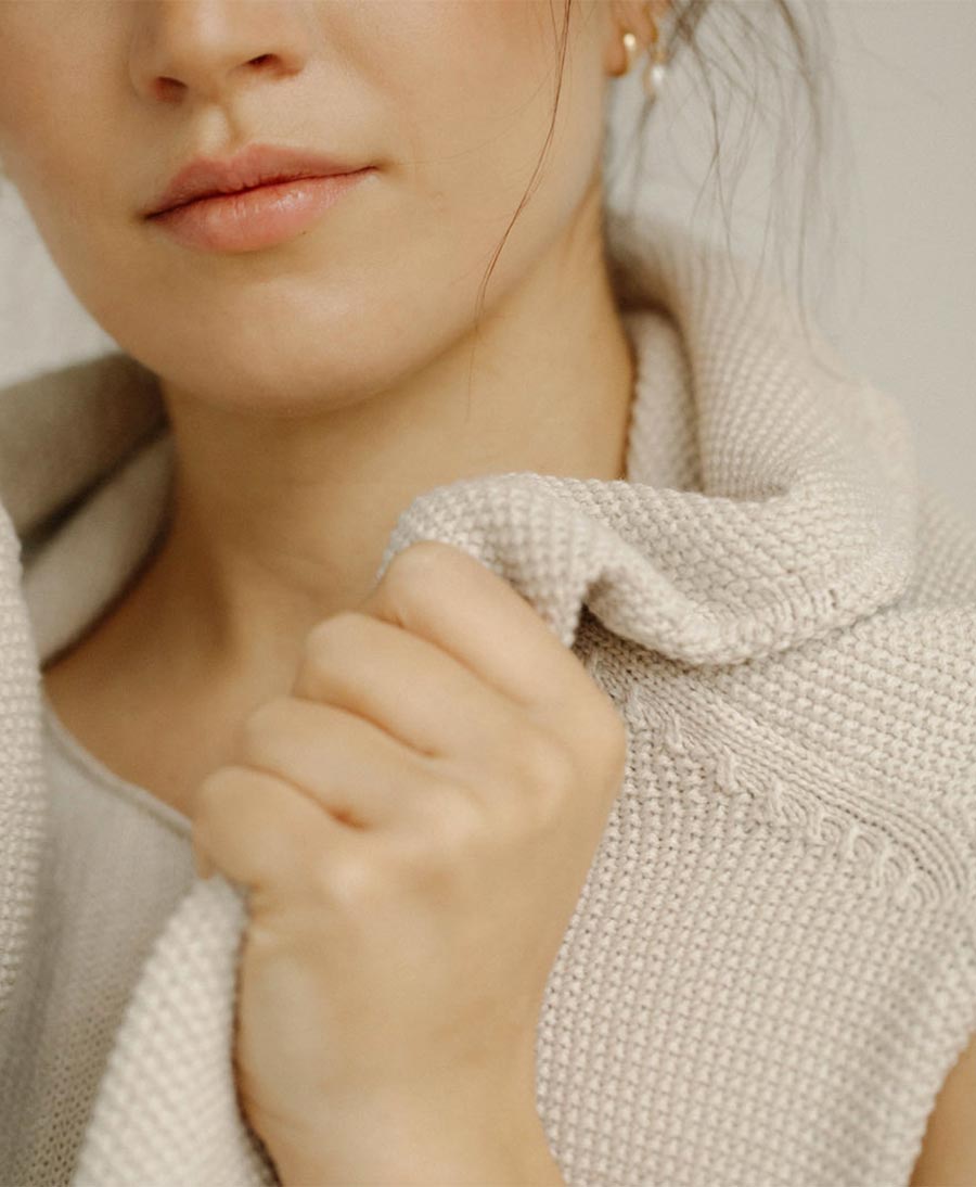 Strickpullover aus Pima - Baumwolle - Naturweiss - BARE Knitwear - clomes