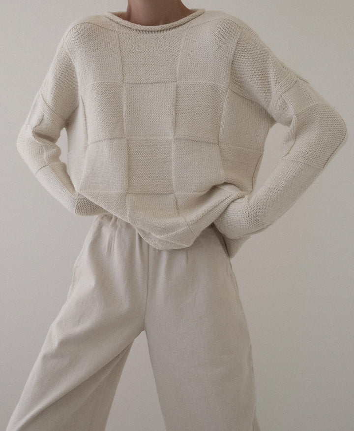 Strickpullover Heritage Basketweave - Creme