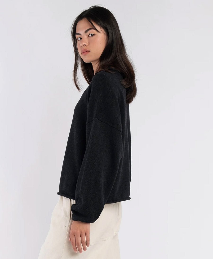 Strickpullover Faded Black Rolled Sweater - Anthrazit - Micaela Greg - clomes