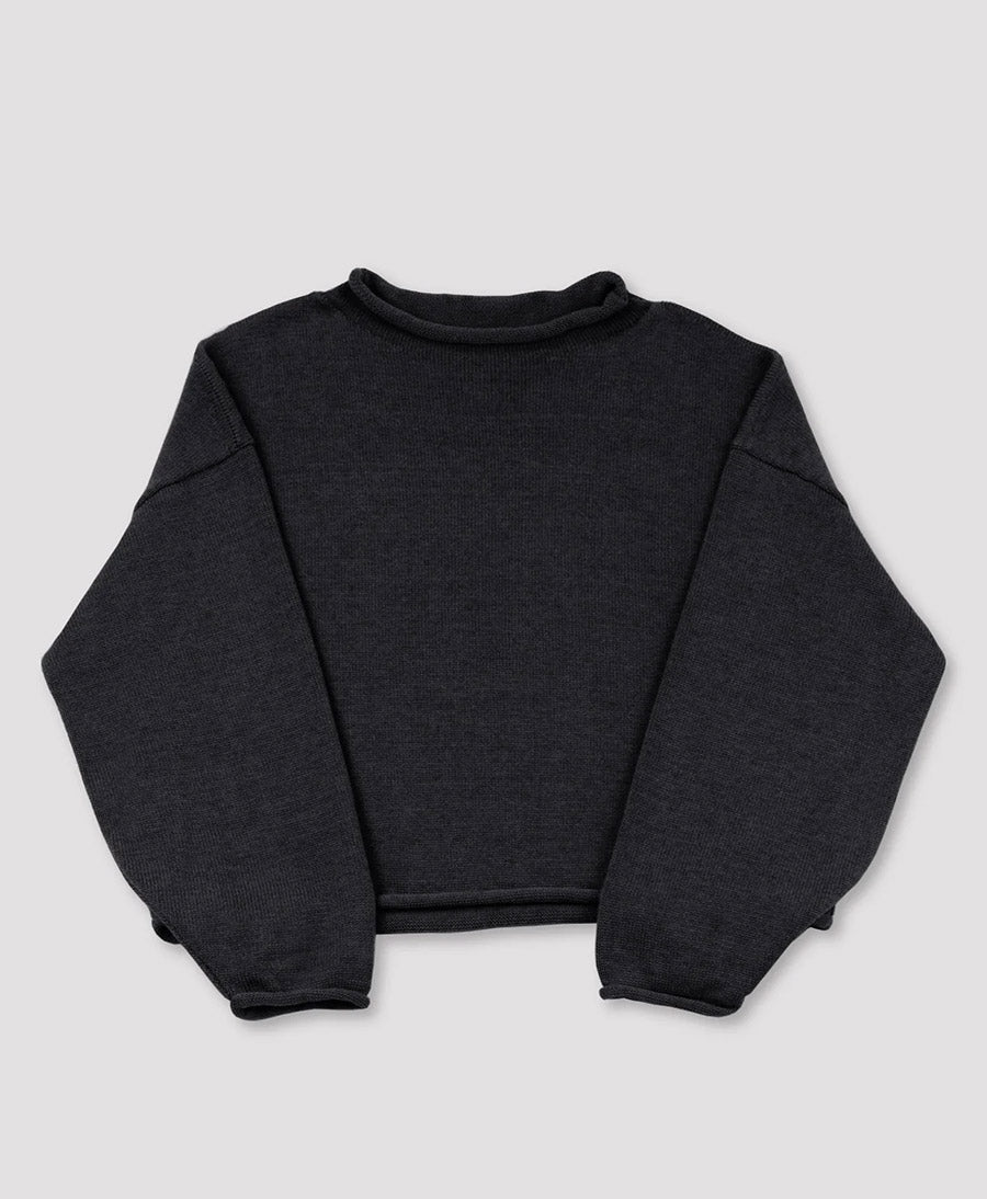 Strickpullover Faded Black Rolled Sweater - Anthrazit - Micaela Greg - clomes