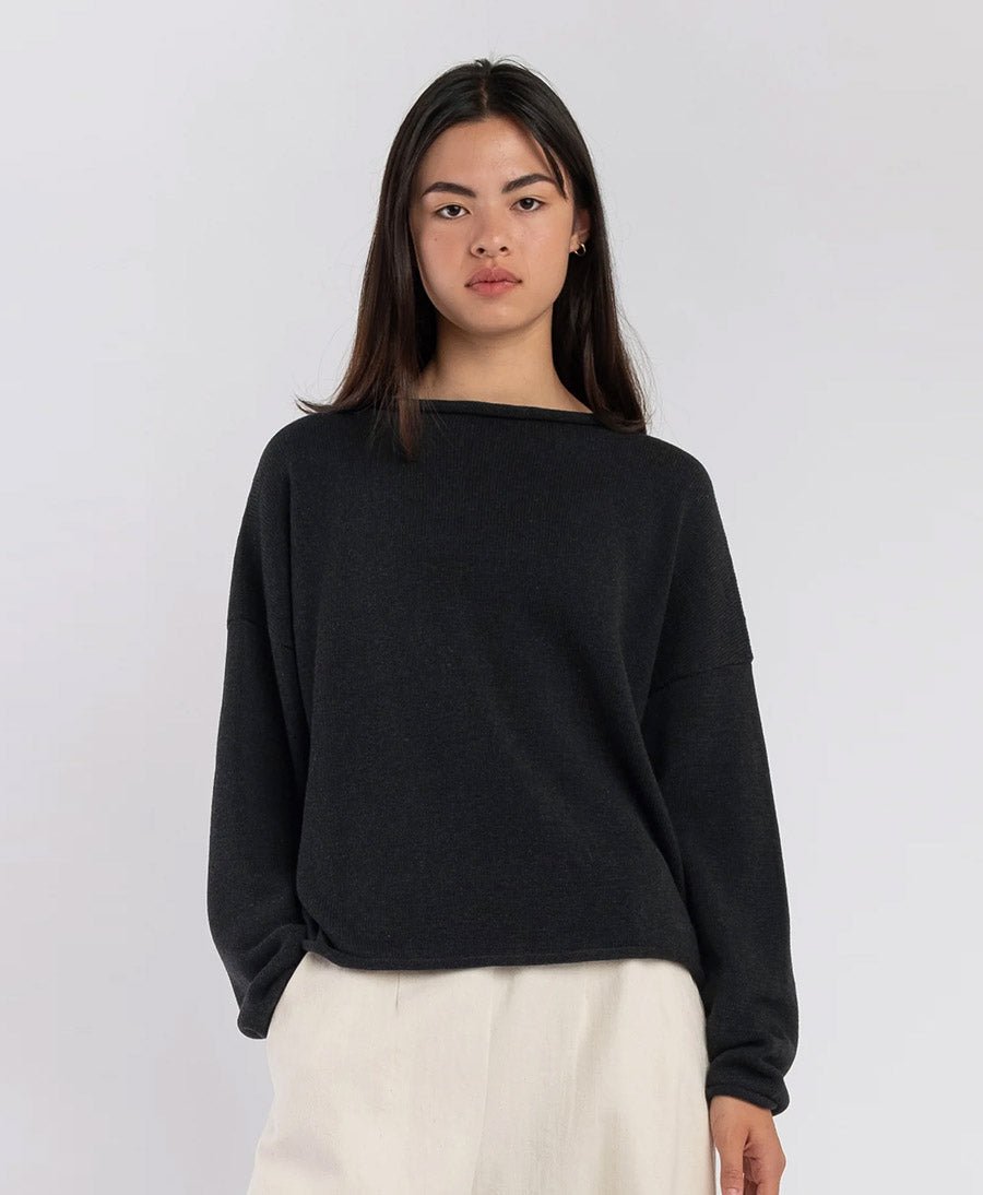 Strickpullover Faded Black Rolled Sweater - Anthrazit - Micaela Greg - clomes