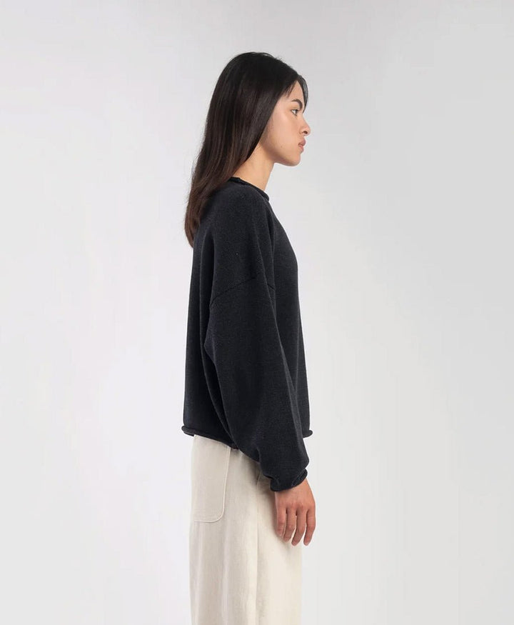 Strickpullover Faded Black Rolled Sweater - Anthrazit - Micaela Greg - clomes