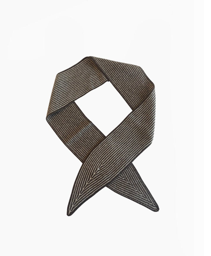 Kleiner Gestrickter Schal / Foulard aus Kaschmir - Braun / Weiss gestreift - Oats & Rice - clomes
