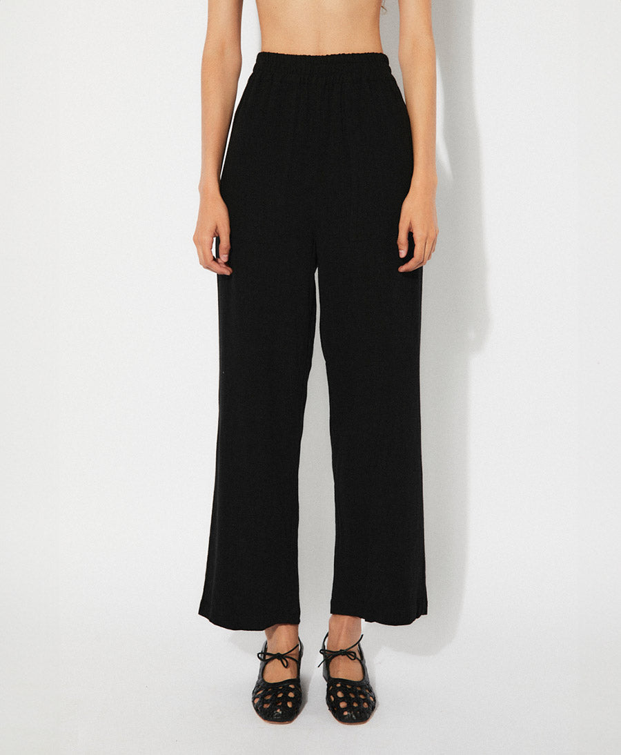 Weite Stoffhose TABITA - Schwarz