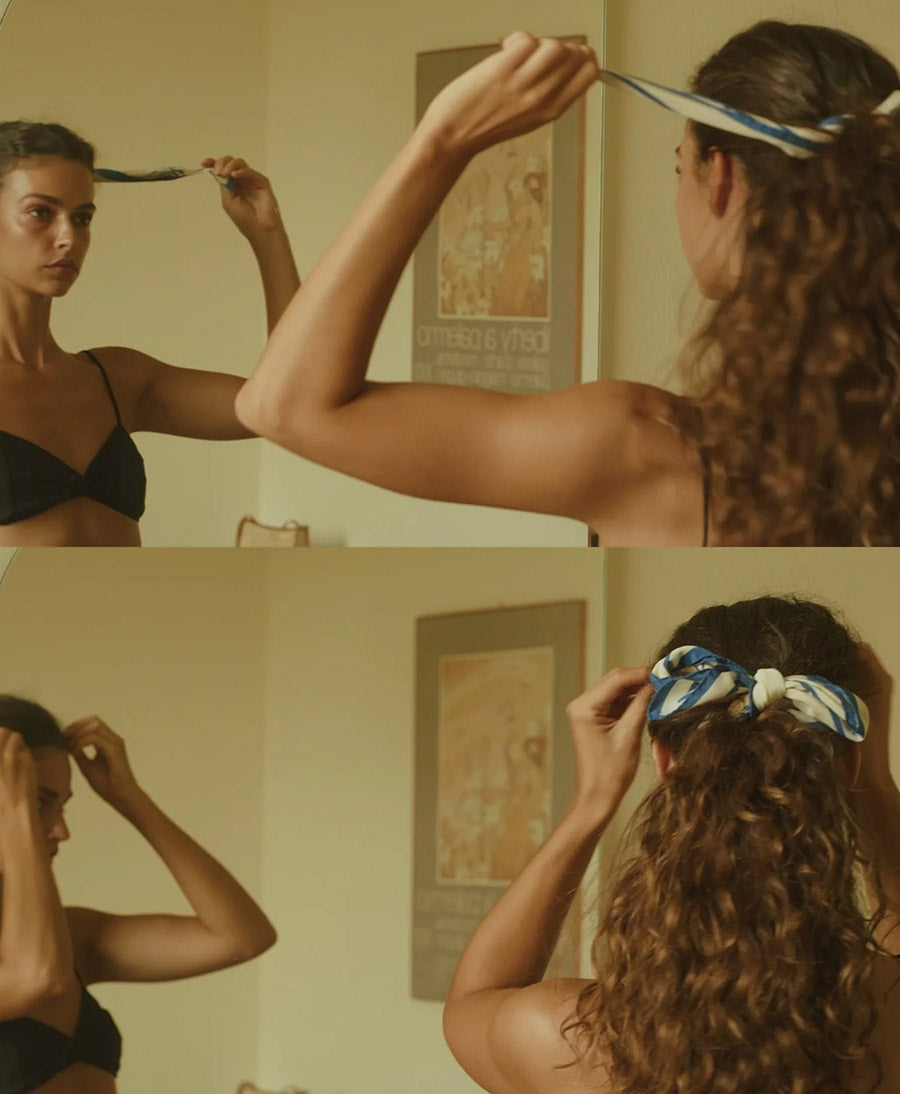 Seiden-Foulard "Tableau Scarf" - Blue