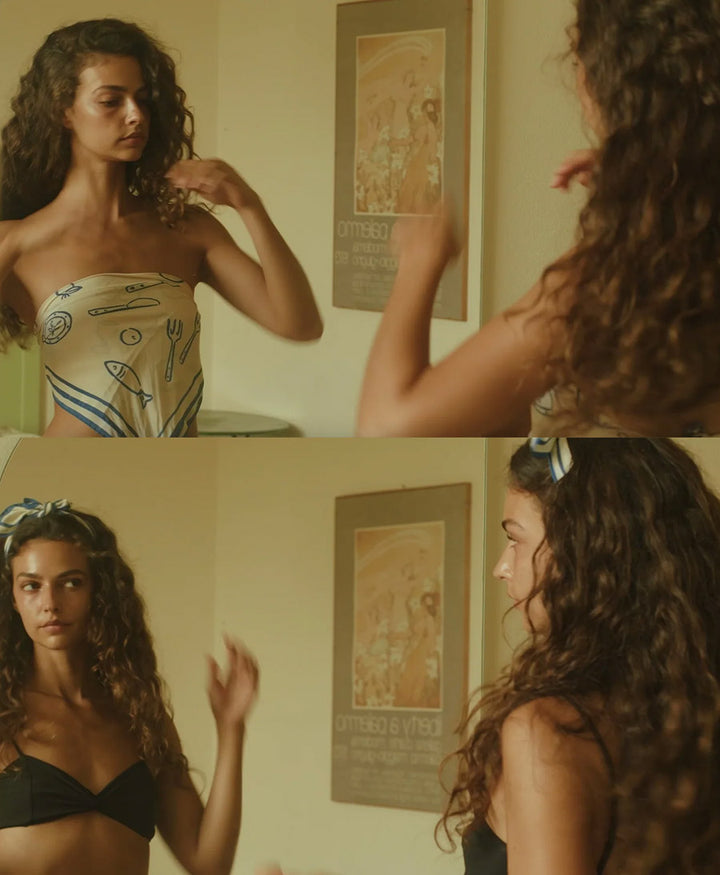 Seiden-Foulard "Tableau Scarf" - Blue