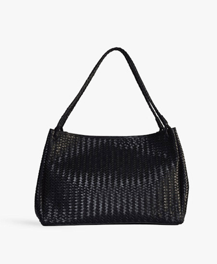 Gewebte Ledertasche "LUX" - Schwarz