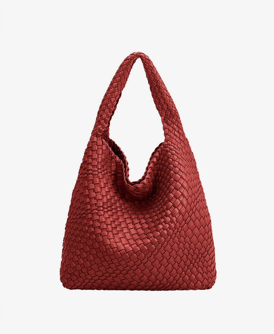 Gewebte Schultertasche JOHANNA aus veganem Leder - Rot