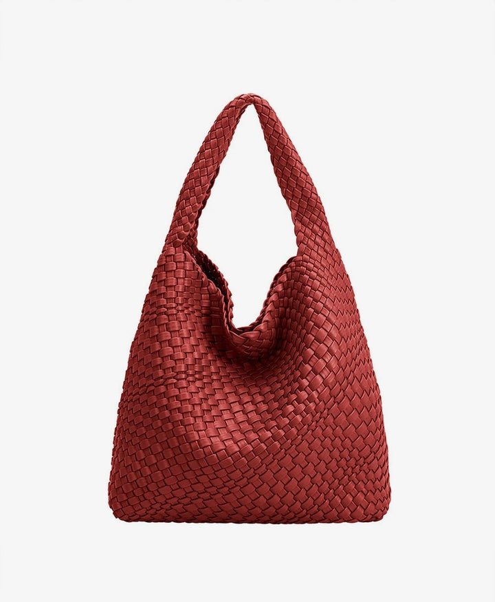 Gewebte Schultertasche JOHANNA aus veganem Leder - Rot