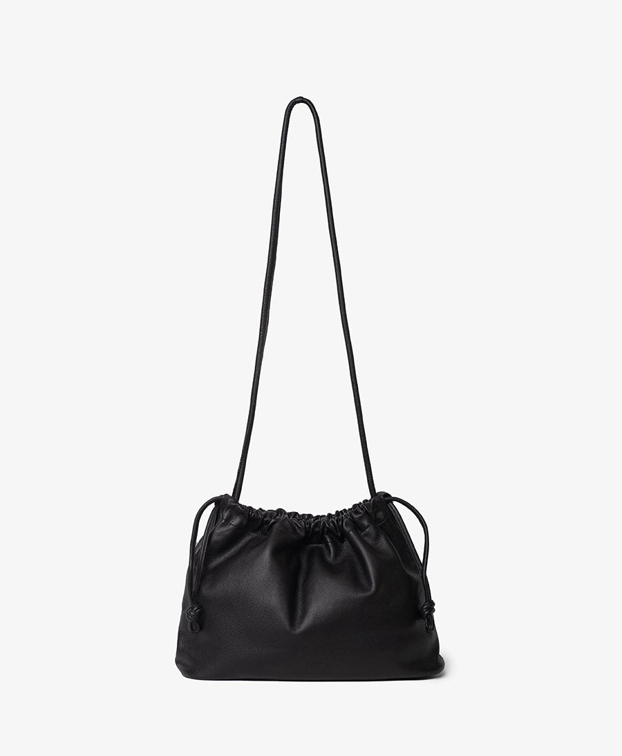 Mittelgrosse Knot Bag aus weichem Leder - Schwarz