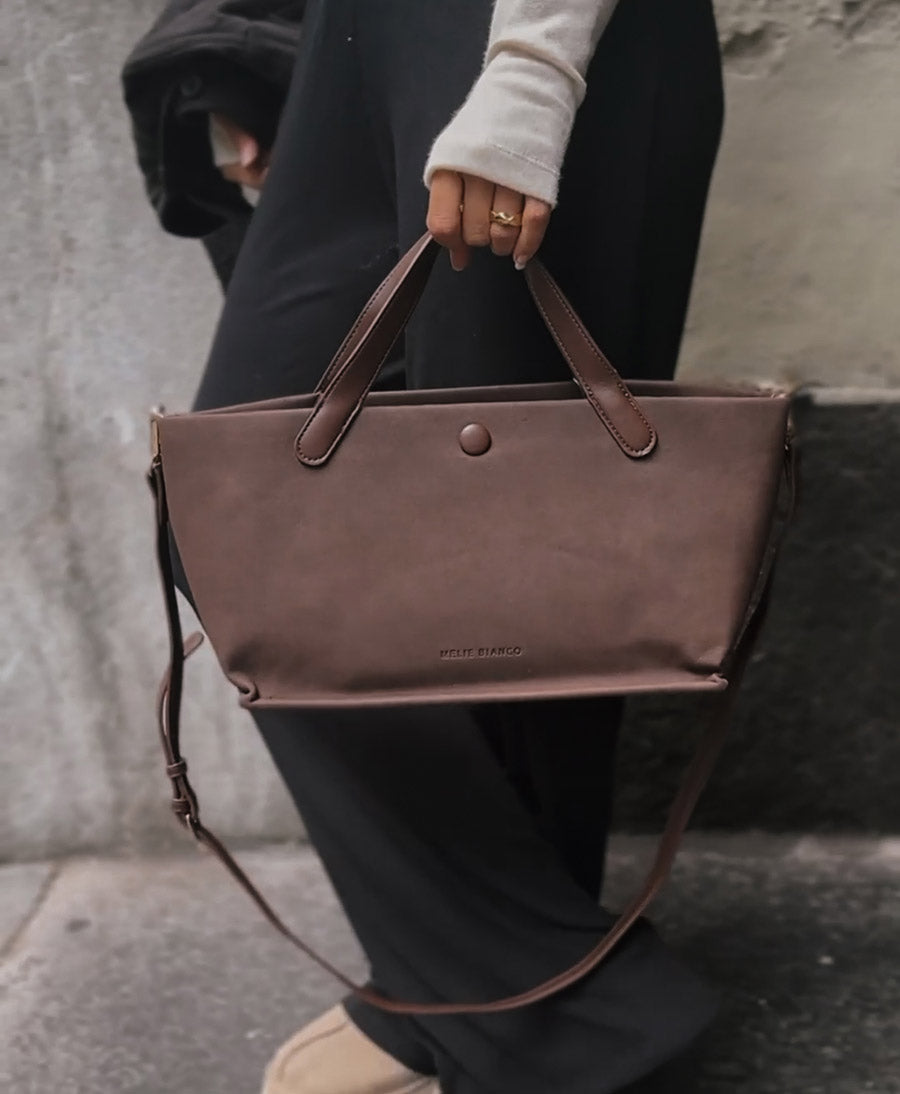 Handtasche JIL aus veganem Leder - Dunkelbraun Suede