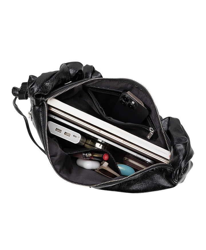 Schultertasche / Umhängetasche REIGN aus veganem Leder - Schwarz