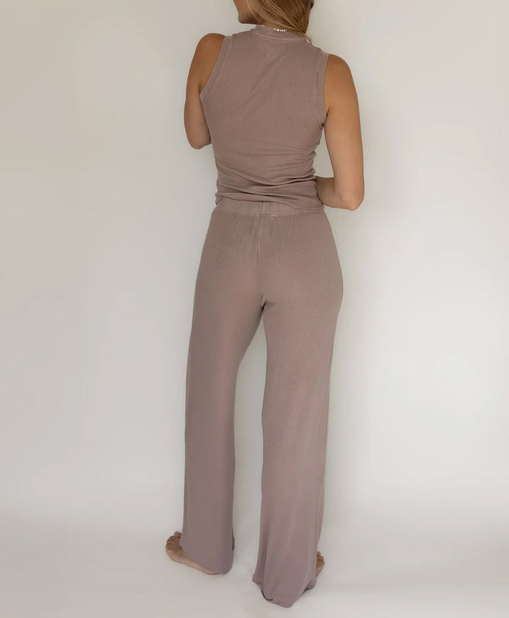 Top MOCK NECK TANK RIB - Taupe
