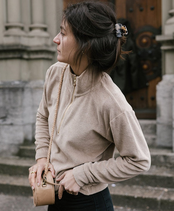 Terry 1/2 Zip Pullover - Steinbeige - DONNI. - clomes