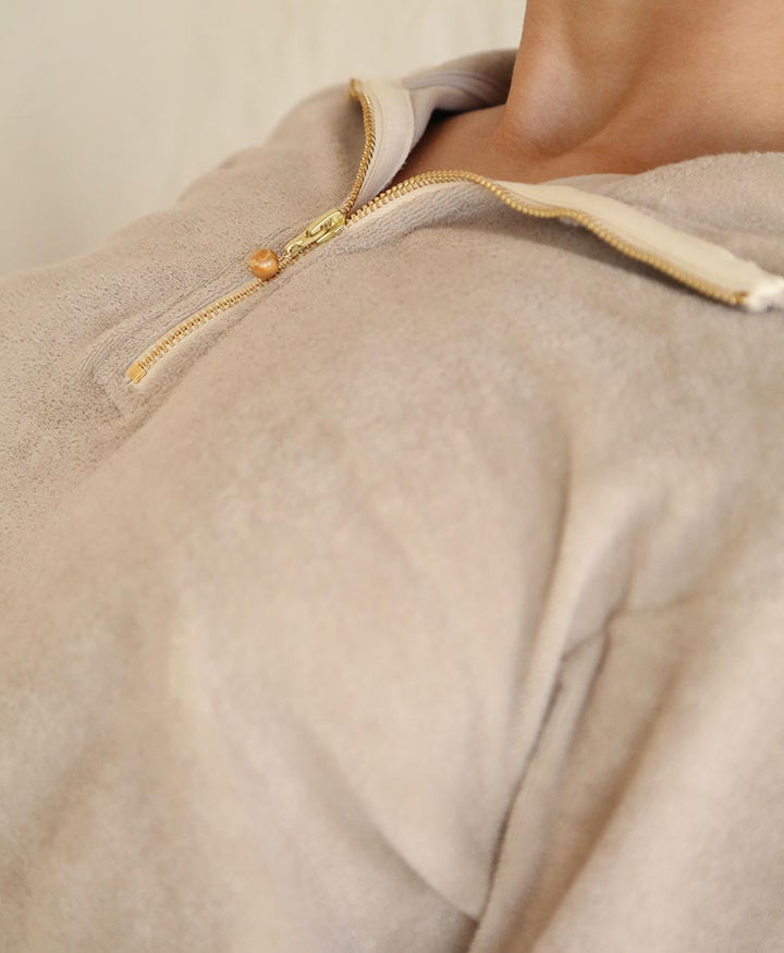 Terry 1/2 Zip Pullover - Steinbeige - DONNI. - clomes