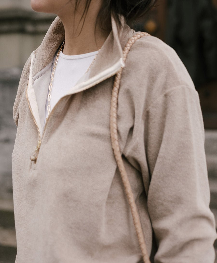 Terry 1/2 Zip Pullover - Steinbeige - DONNI. - clomes